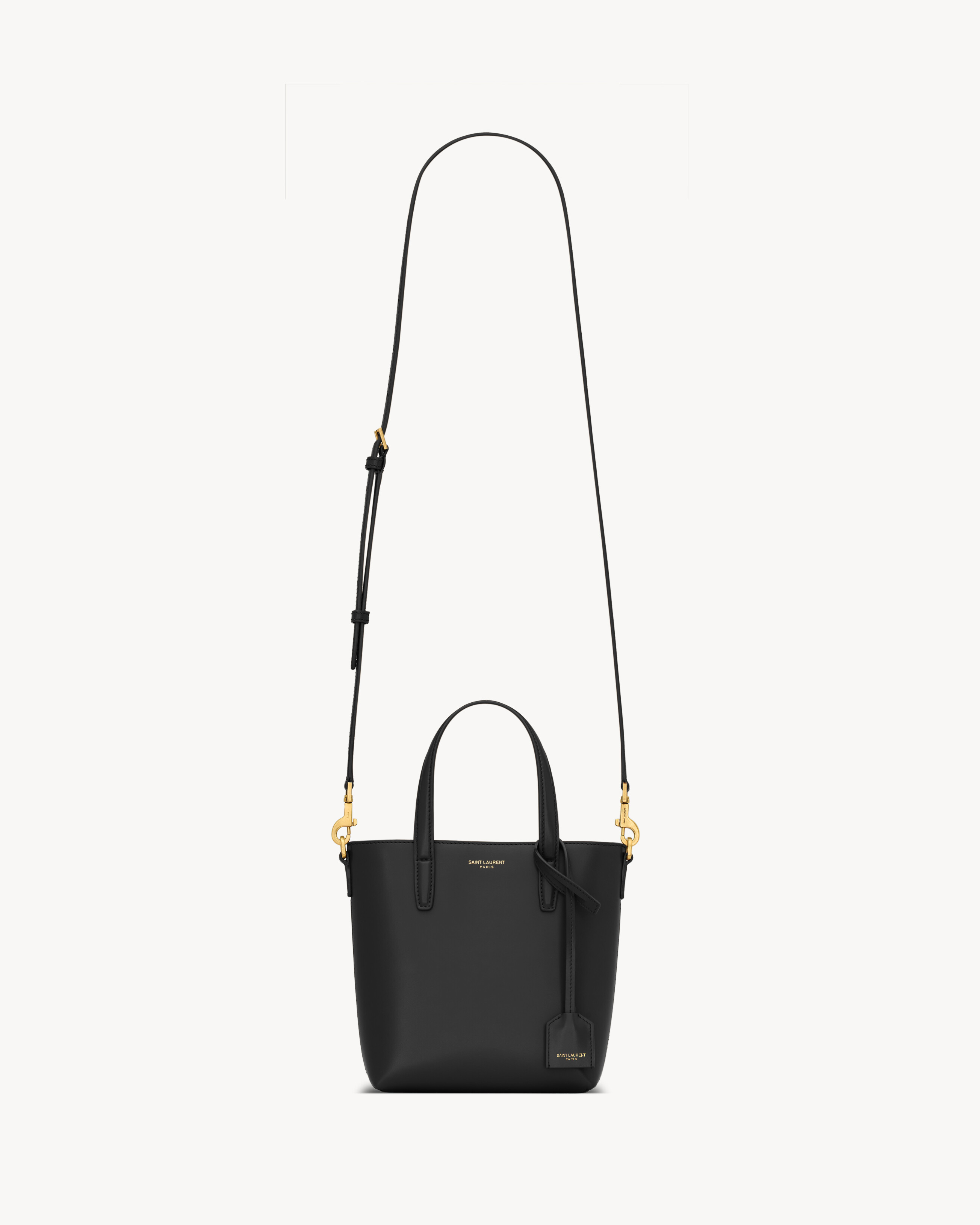 Мини-тои SHOPPING SAINT LAURENT из гладкой кожи (box leather), черный — фото 3