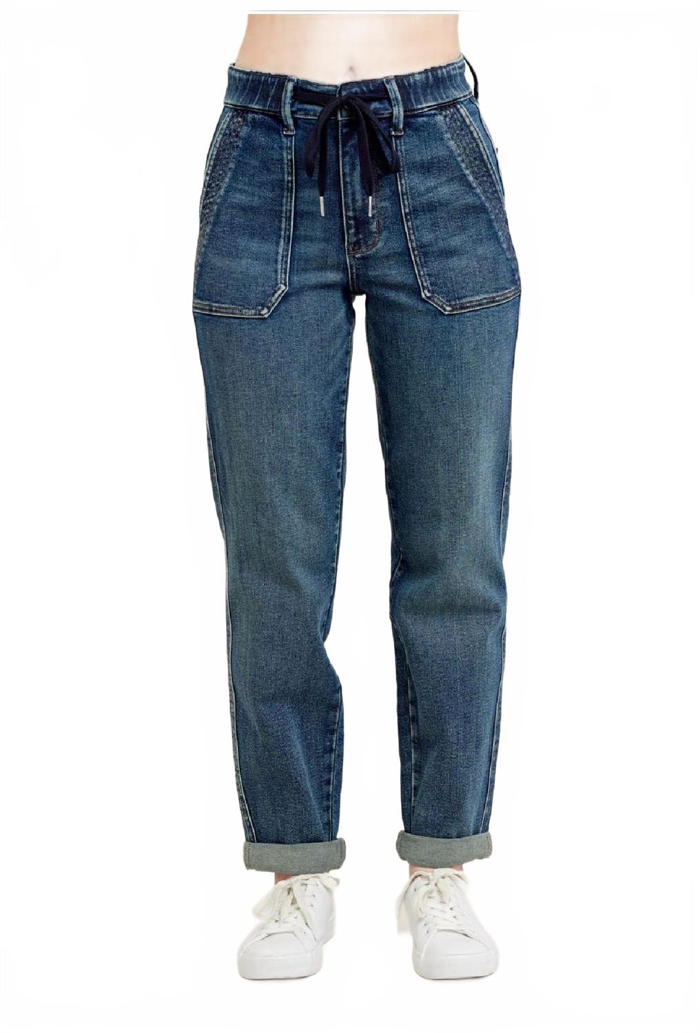 

Женские винтажные спортивные брюки большого размера, темный цвет Judy Blue, Dark Wash