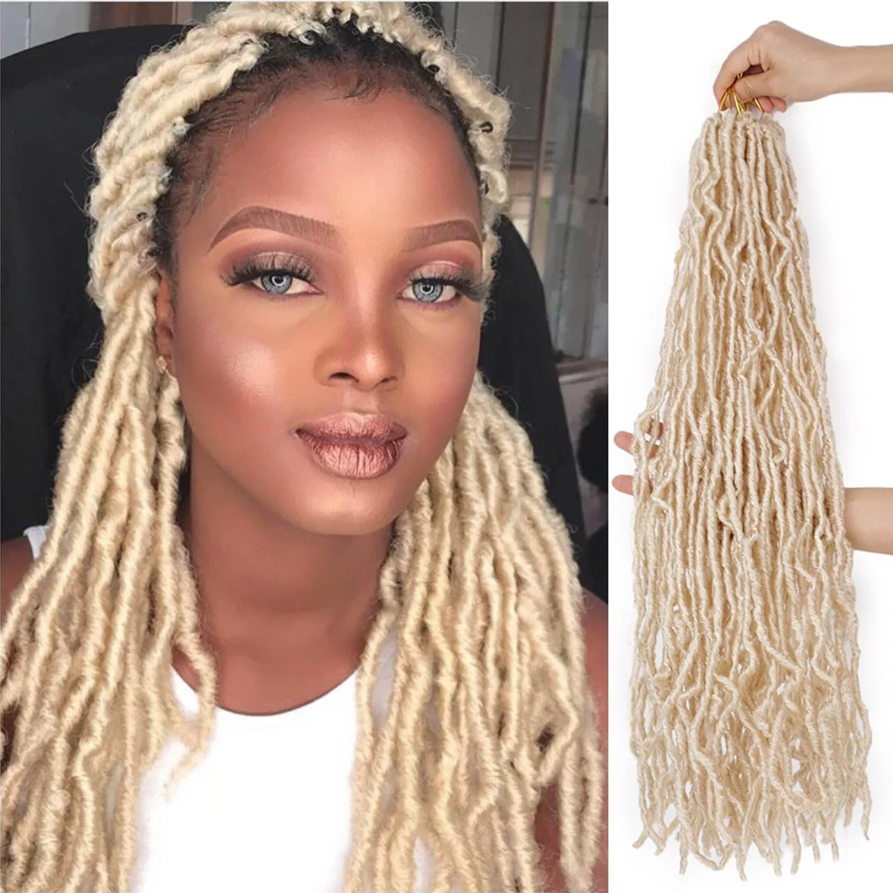 Искусственные локоны для плетения Faux Locs Crochet Hair 34 дюйма, 8 упаковок Yubao Hair, 613 Locs Crochet Hair