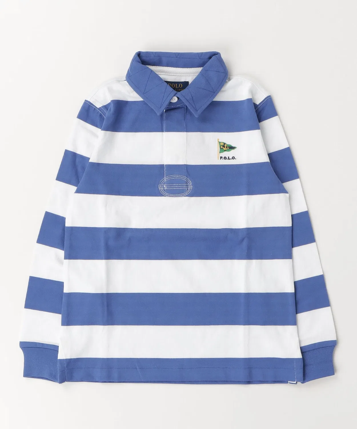 Рагби-рубашка хлопковая Polo Ralph Lauren с полосками, белая — фото 3