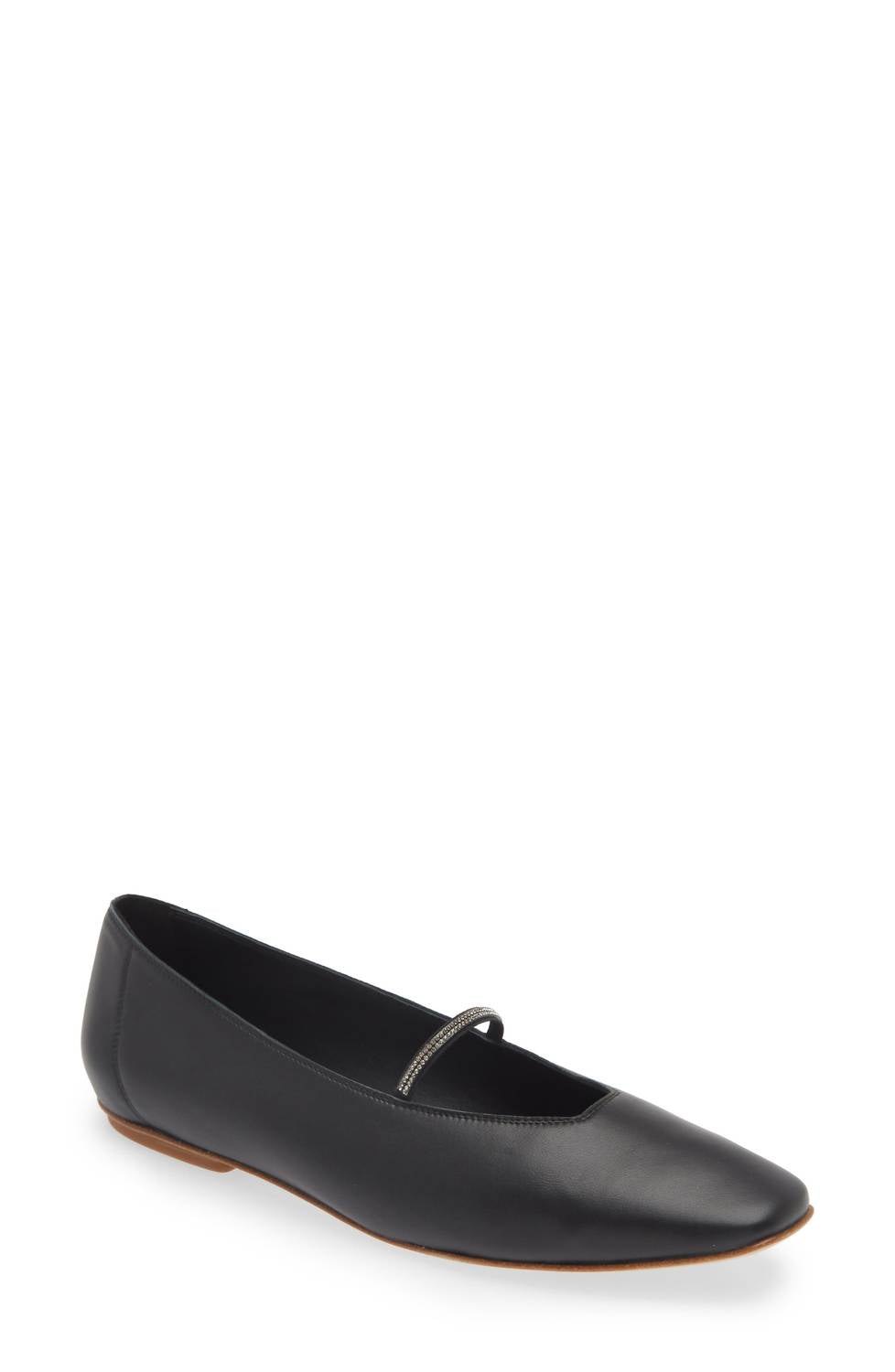 Женские балетки Tila Crystal Strap Leather Flat черного цвета Pedro Garcia — фото 2