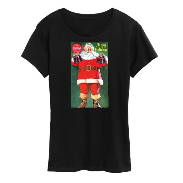 

Футболка большого размера с изображением бутылок Coca-Cola Vintage Santa Licensed Character, черный