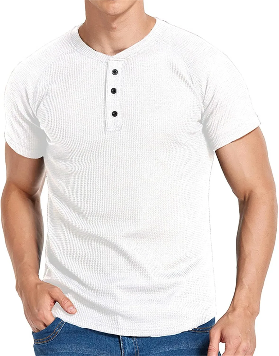 

Футболка PICKLION мужская Casual Waffle Henley с коротким рукавом