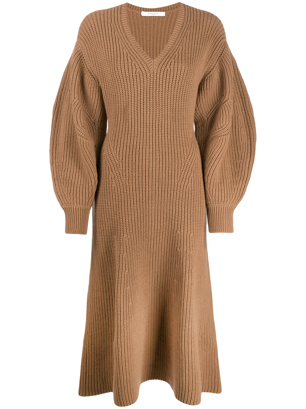 

Платье-джемпер с V-образным вырезом Givenchy, коричневый