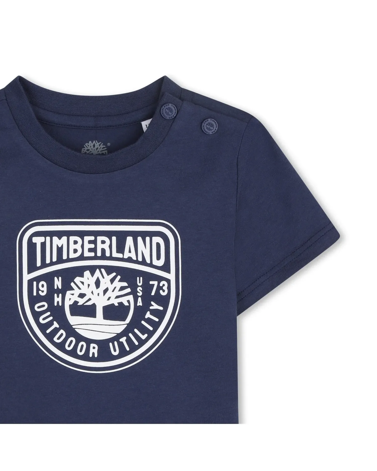 Футболка для мальчика с короткими рукавами и рисунком спереди из хлопка Timberland, темно-синий — фото 2