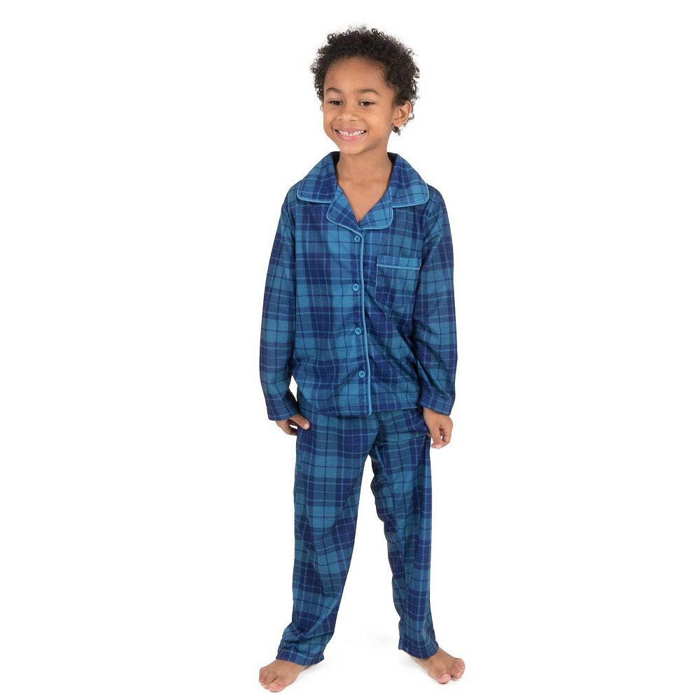 Детская фланелевая пижама в клетку из двух предметов Leveret, цвет Plaid Blue Navy