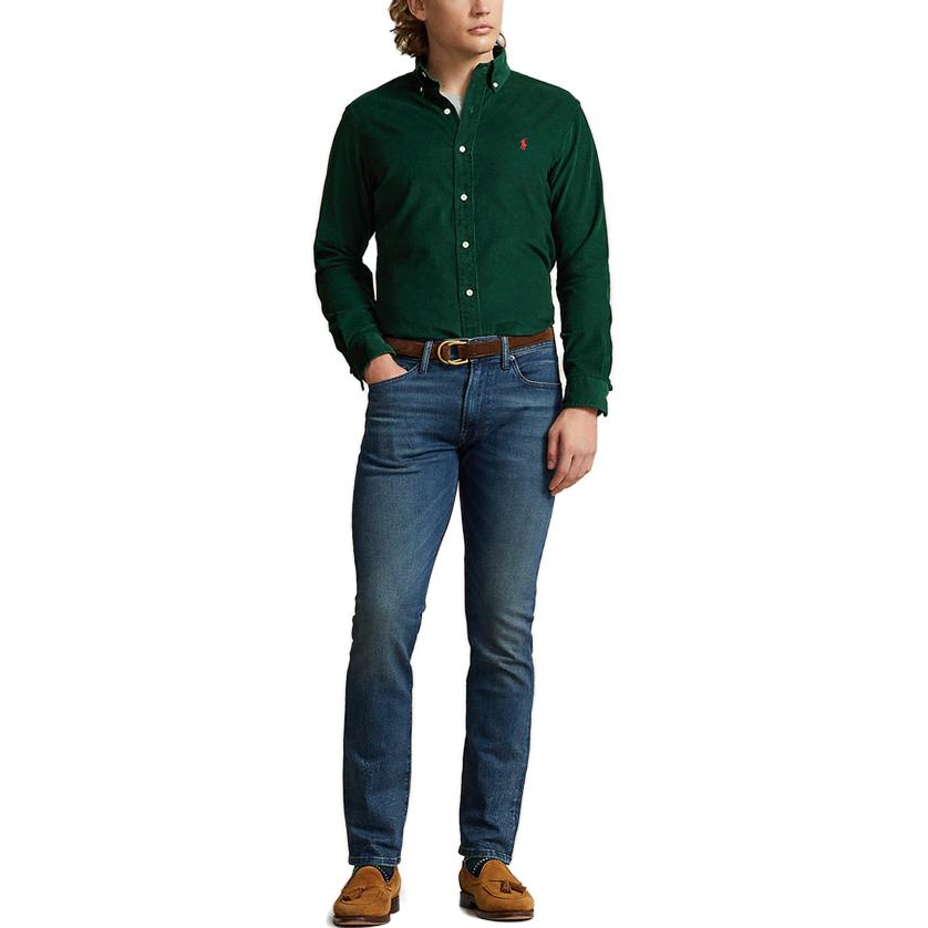 Хлопковая рубашка с вышитым логотипом Polo Ralph Lauren, зеленый — фото 4