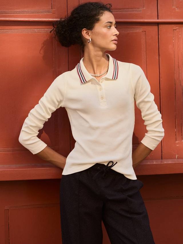 

Cameron поло с полосатым воротником Baukjen, Cream