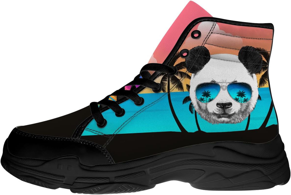 

Кроссовки Quorax Panda для мужчин и женщин, высокие, на шнуровке, текстильные, подарок для него и для нее, черный/синий/розовый