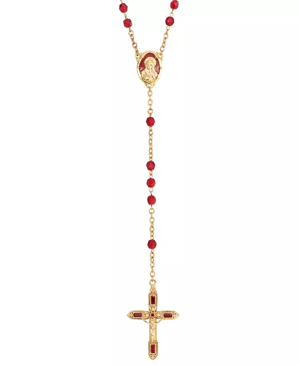 

Четки из красной бусины, покрытой 14-каратным золотом, и красной эмали Symbols Of Faith, gold-tone