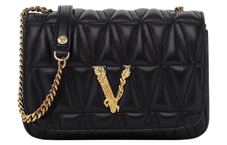 

VERSACE Кожаная сумка через плечо женская черная