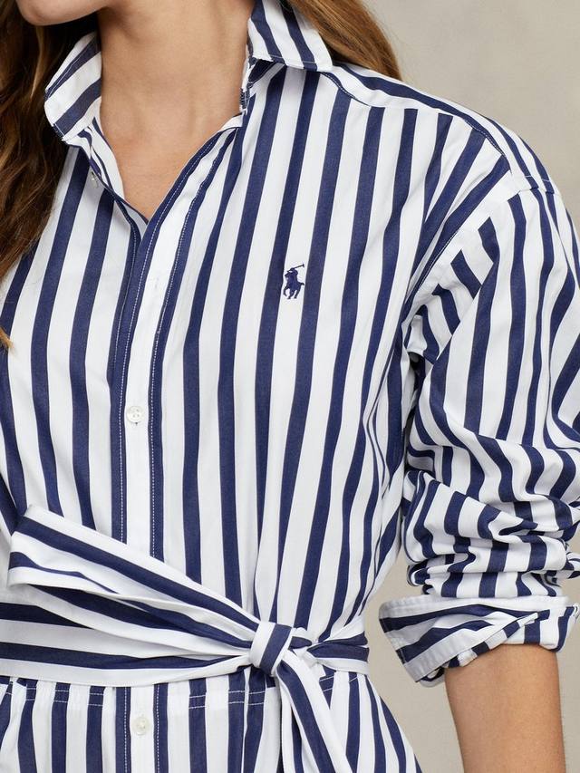 Платье-рубашка в полоску с пони Ralph Lauren, темно-синий/белый — фото 3