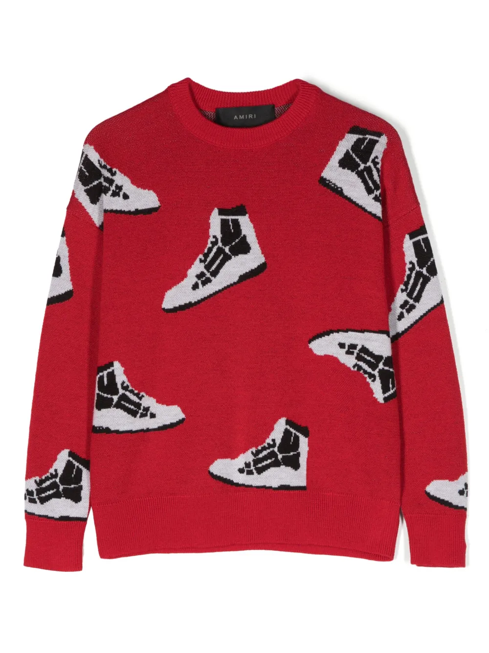 

Шерстяной свитер вязки интарсия с узором AMIRI KIDS, красный