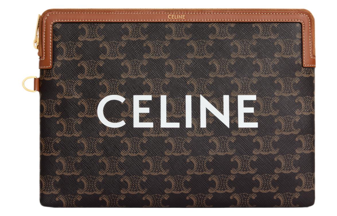 Клатч малый женский Triomphe из натуральной кожи Tawny CELINE, Set (Bag+Dust Bag) — фото 2