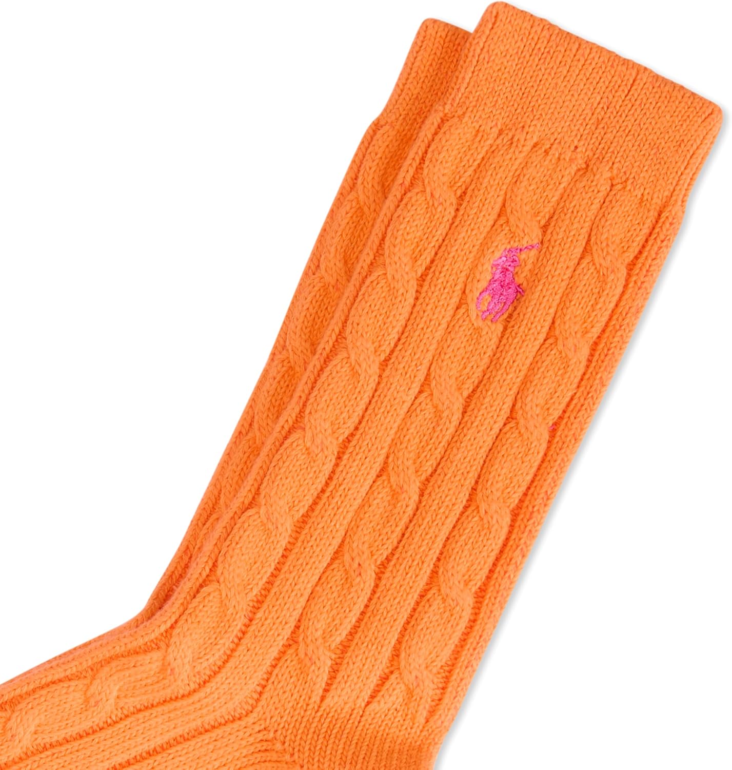 POLO RALPH LAUREN Женские однотонные носки-следки с косой вязкой, Orange — фото 2