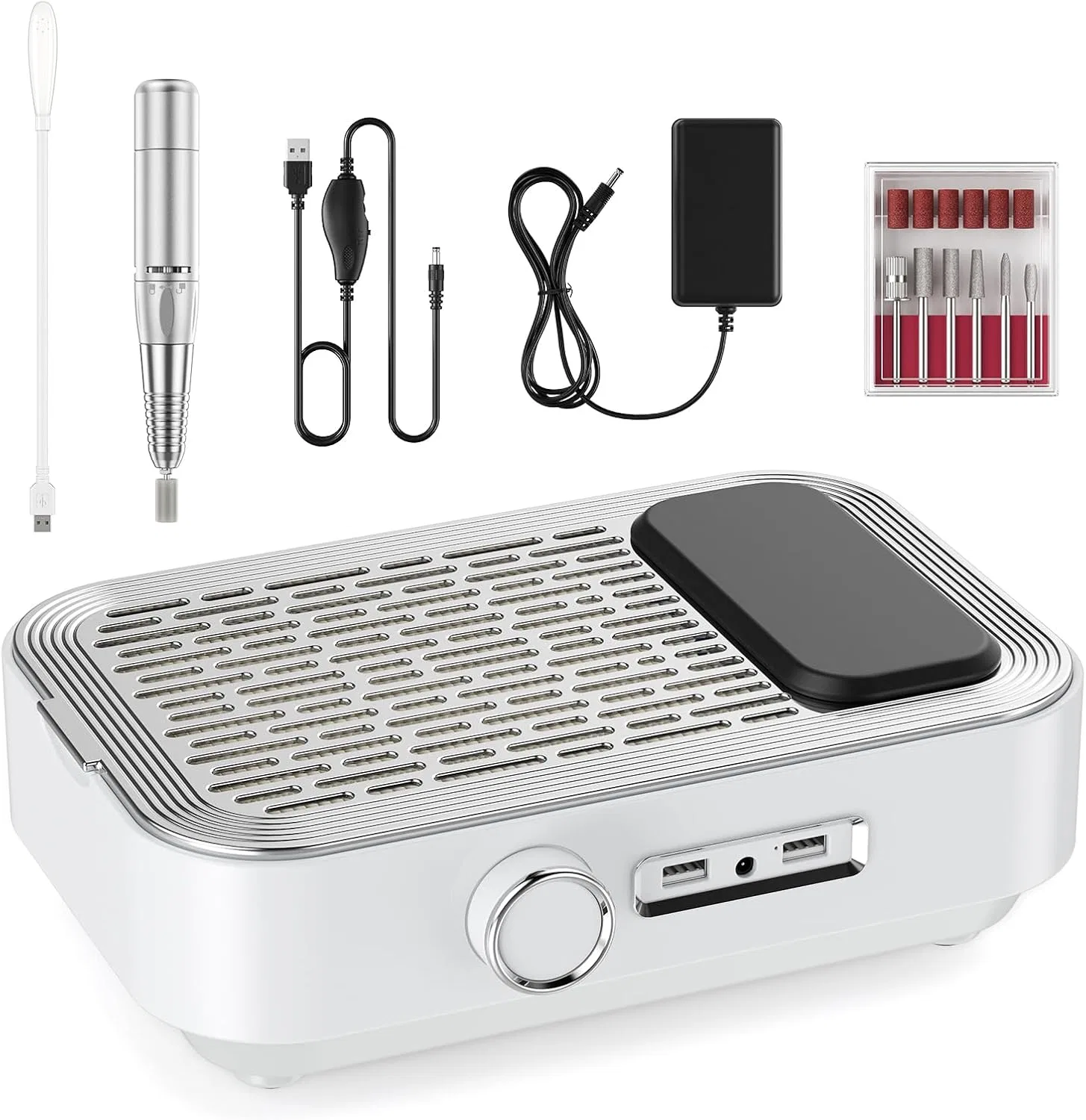 Электрический аппарат для маникюра 4-в-1 с пылесосом, LED-лампой и Power Bank Trsaow