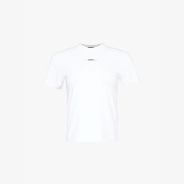 

Футболка с коротким рукавом из стрейч-хлопка с принтом бренда Jacquemus, белый