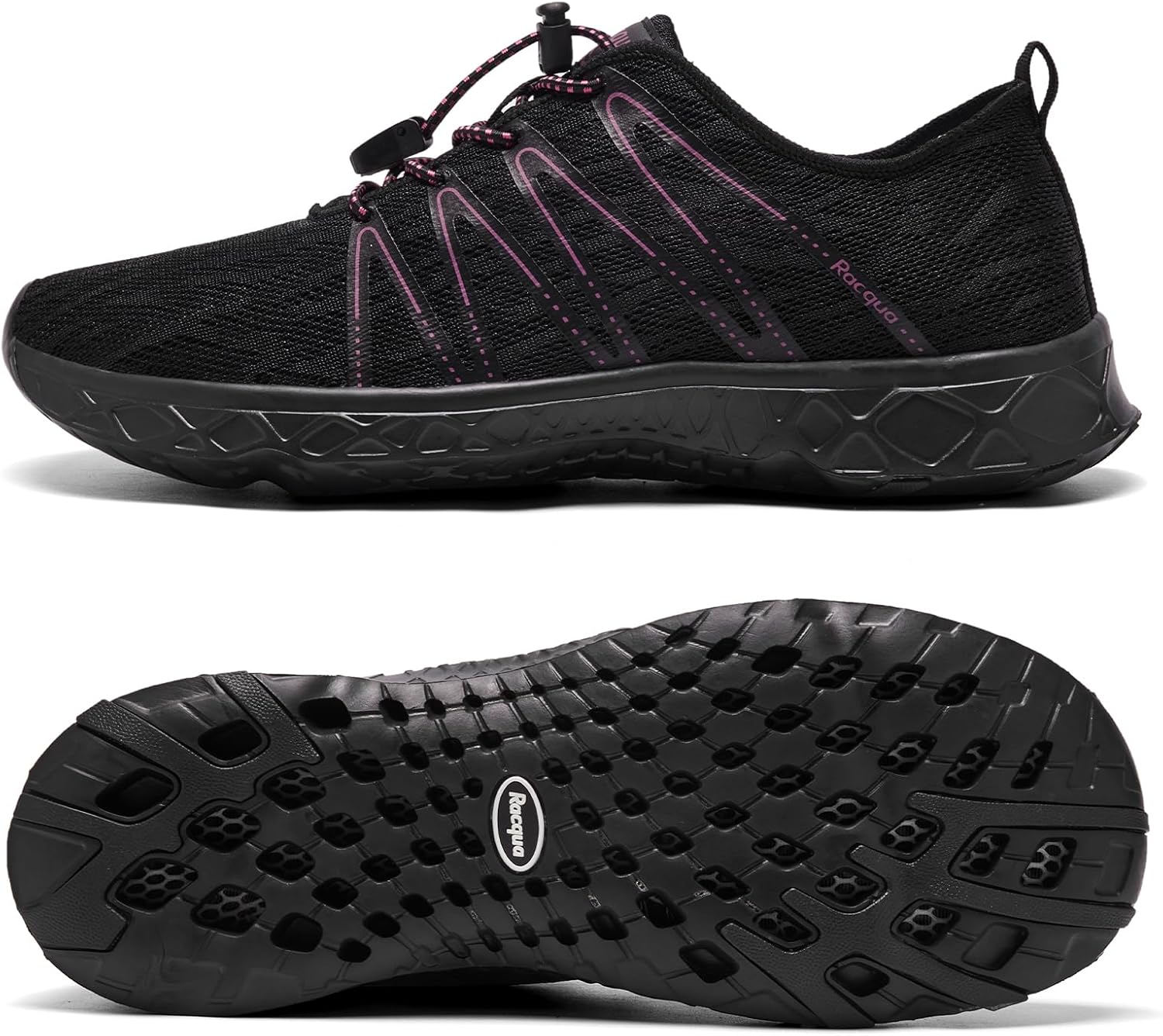 

Водные тапочки Racqua для плавания, акваобувь для женщин и мужчин, черный