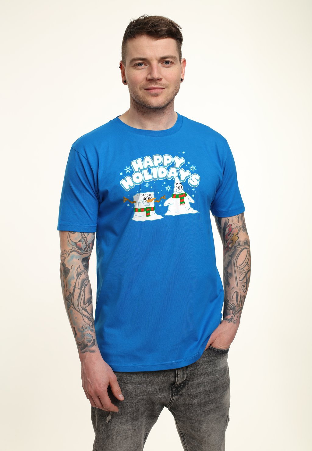 

Футболка с принтом SPONGEBOB SQUAREPANTS HAPPY HOLIDAYS SNOWMEN Henry Tiger, синий