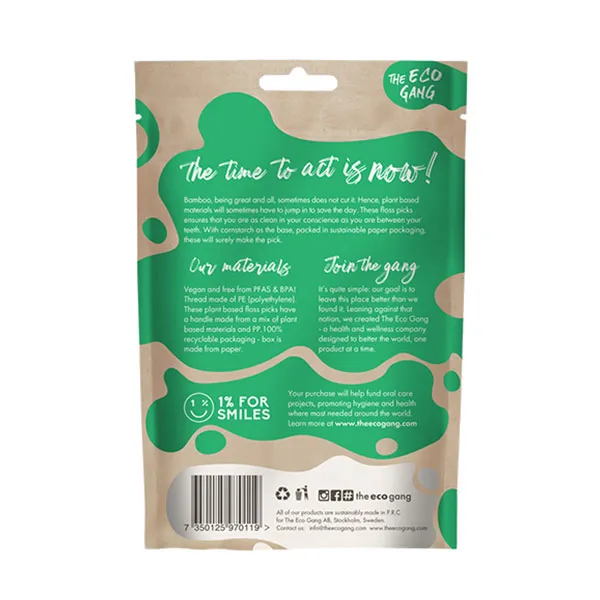Зубная нить на растительной основе Floss Pick Menta The Eco Gang, 50 UD — фото 3