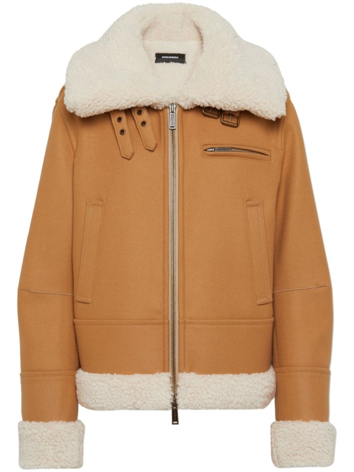 

DSQUARED2 куртка из овчины на молнии, нейтральный цвет