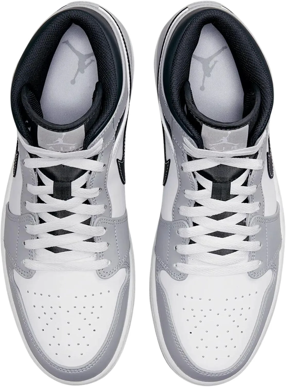 Мужские баскетбольные кроссовки Nike Air Jordan 1 Mid, серый белый — фото 2