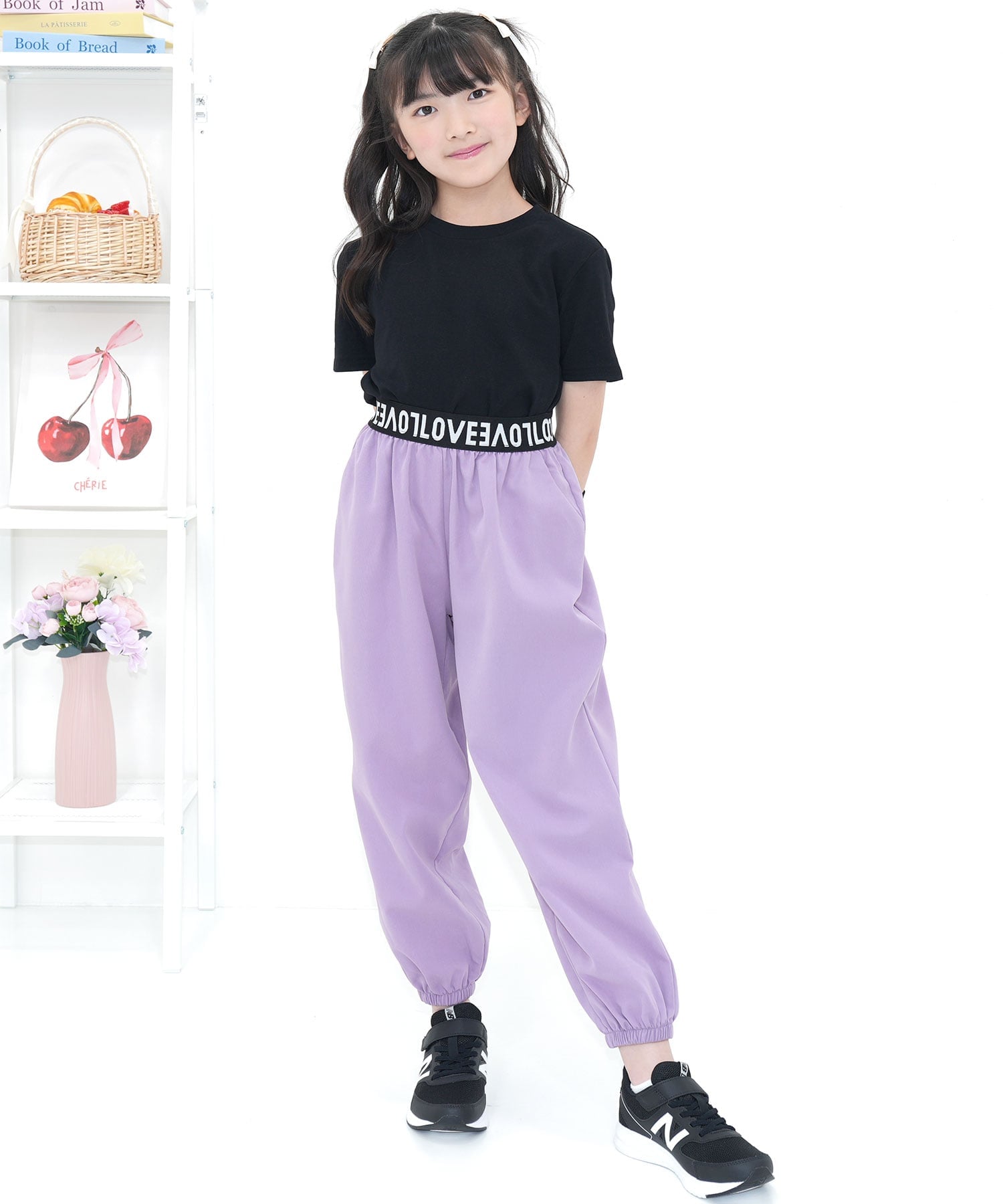 Брюки-карго Bee с лентой и карманами, детская одежда для девочек Bee, Lavender x LOVE logo — фото 2