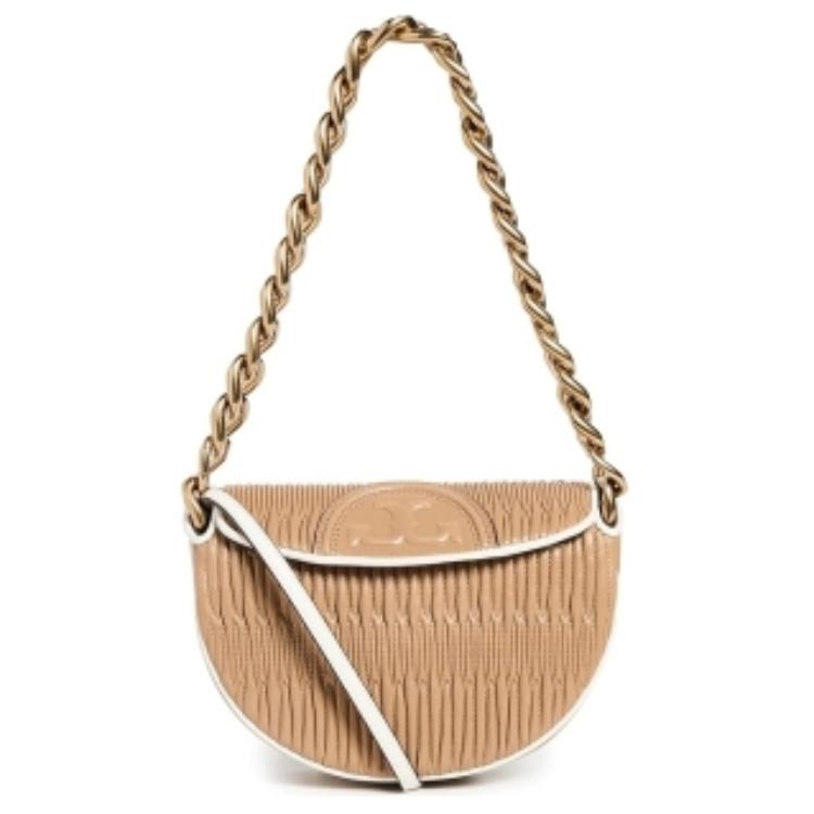 

TORY BURCH Сумка кроссбоди из кожи наппа миндального цвета мини женская