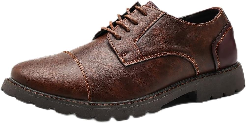 

Мужские кожаные оксфорды Santimon, классические шнурованные повседневные деловые туфли дерби, коричневый