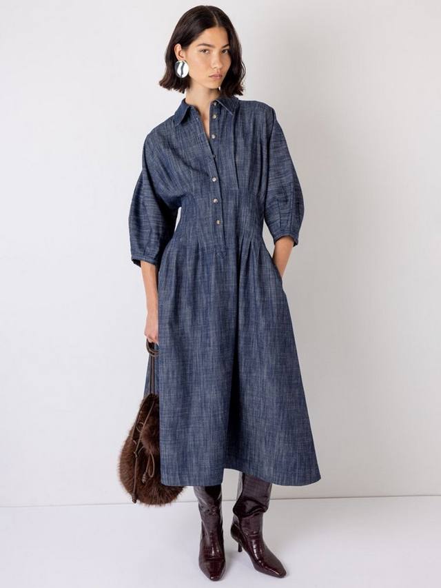 

Novalie платье миди с пышными рукавами и застежкой на пуговицах VIVERE