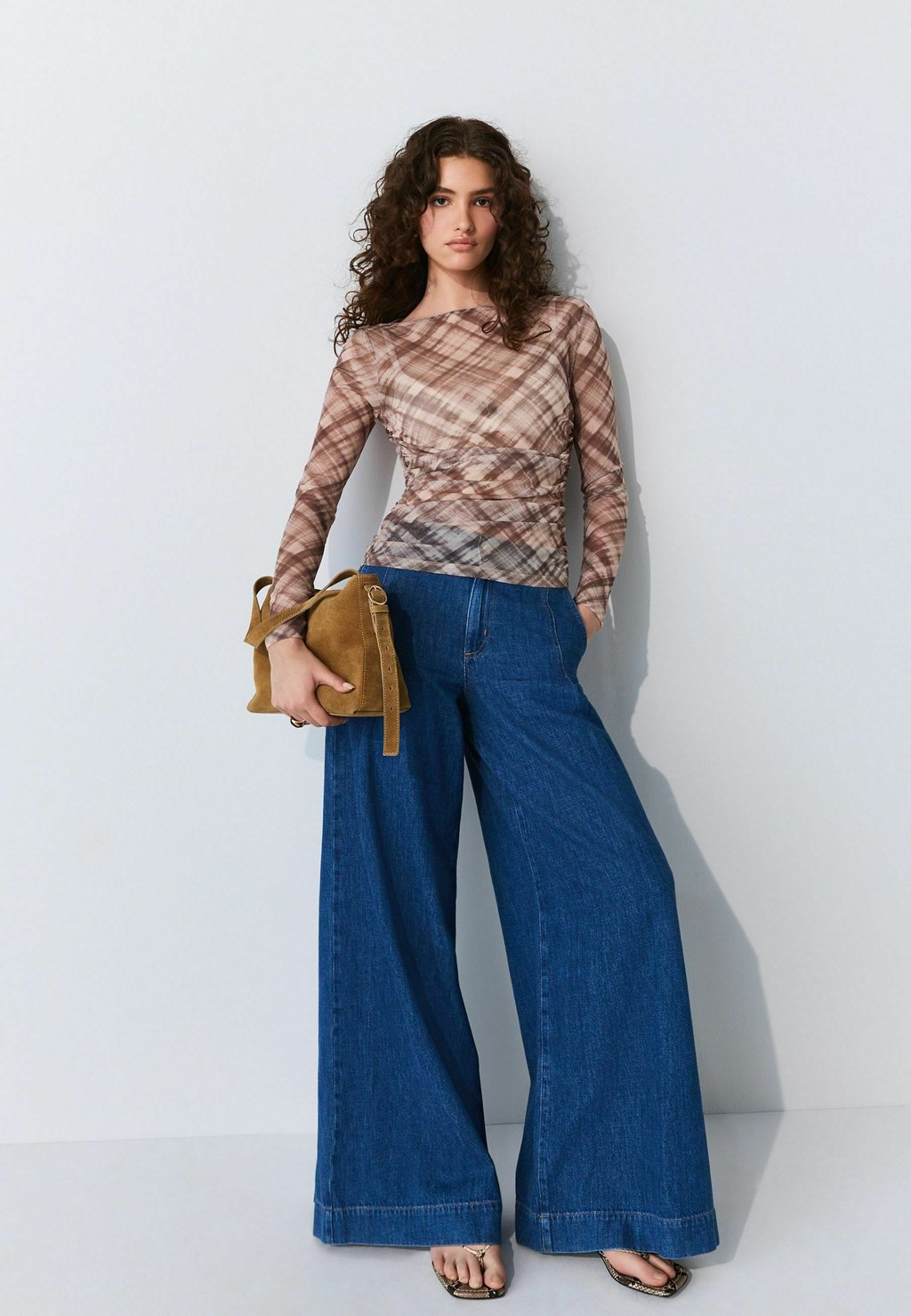 Блуза RUCHED SIDE LONG SLEEVE Next, коричневый — фото 2