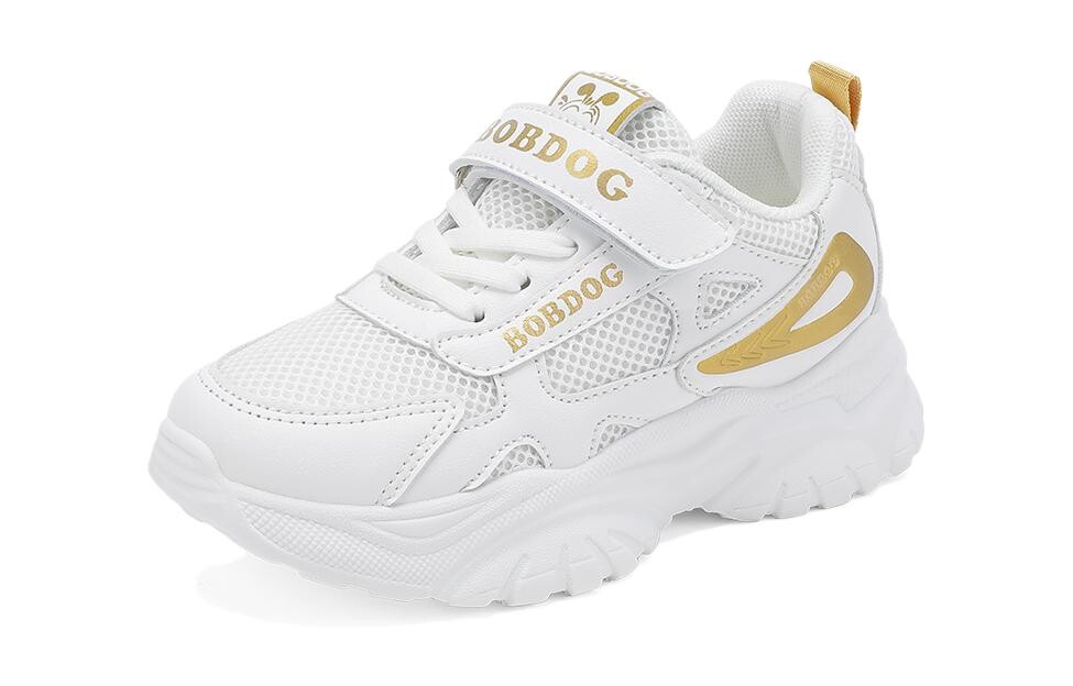 

Детская повседневная обувь для детей, кроссовки, кроссовки Bobdog, цвет White/Gold