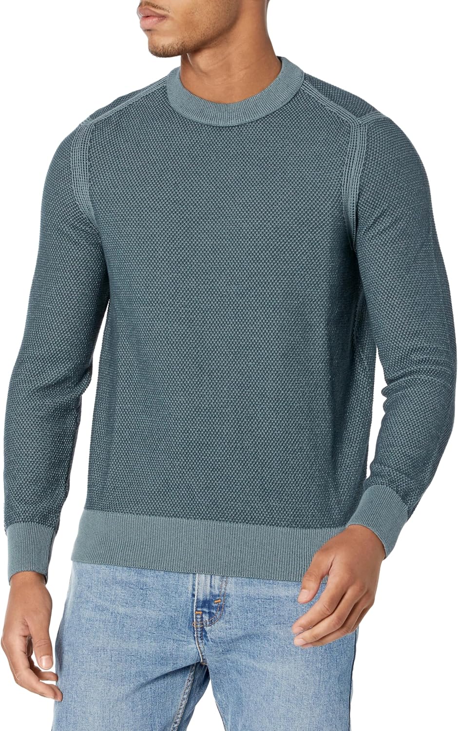 

BOSS мужской двухцветный свитер из смесового хлопка, Goblin Green/Dark Teal