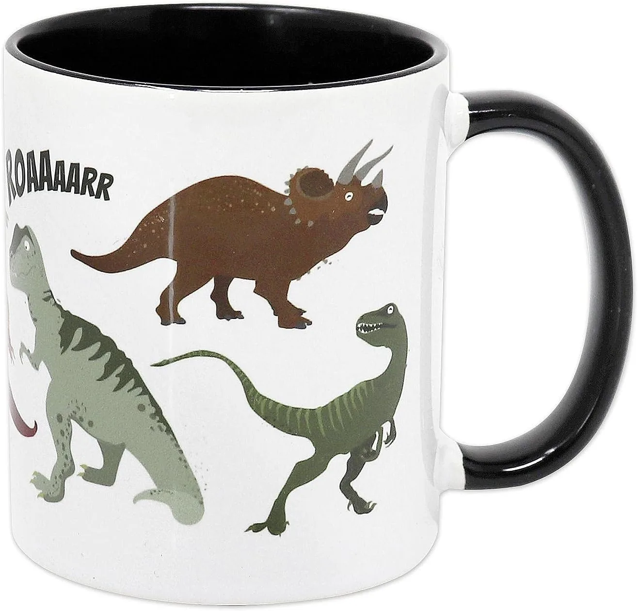 Детская кружка Close Up Dino Ceramic Dinosaur, около 350 мл, белая, черная внутри, с ручкой