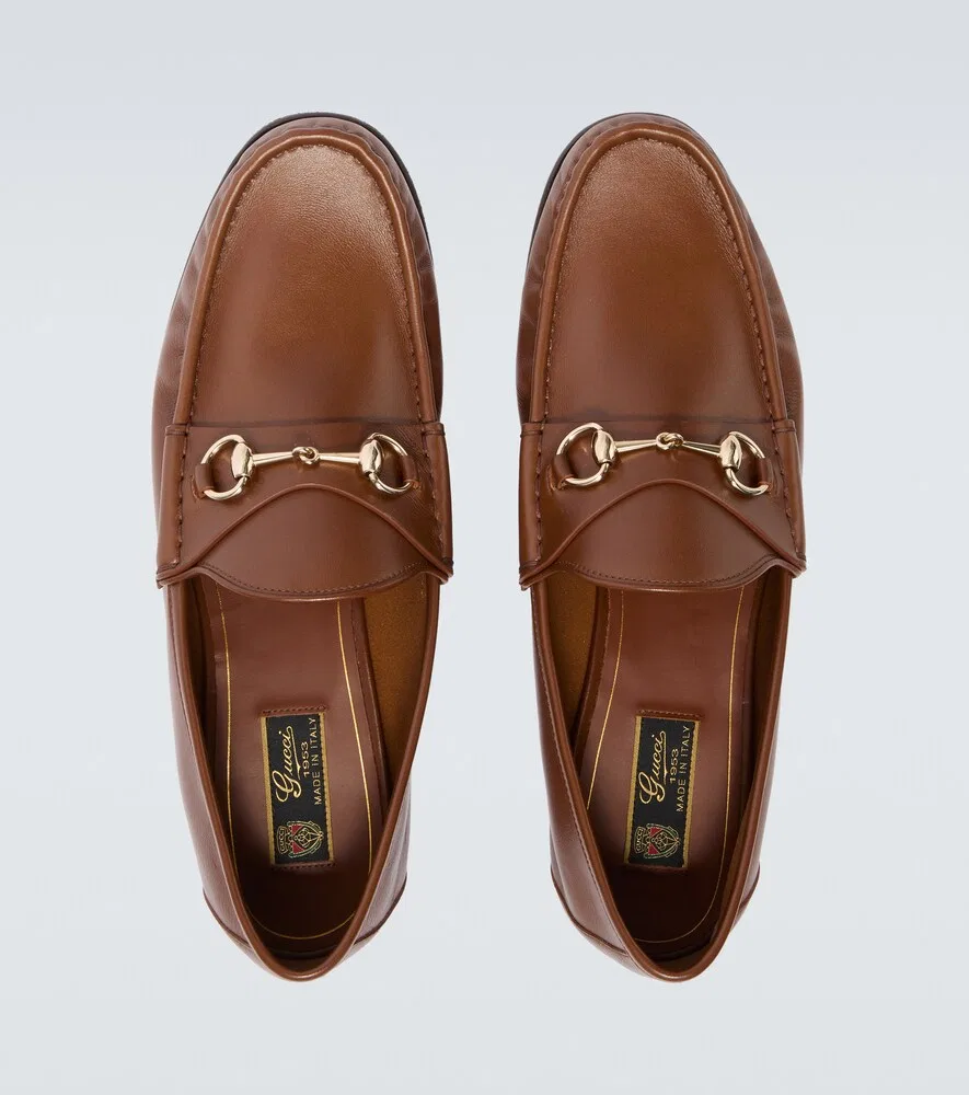 Кожаные лоферы Gucci Lugano Horsebit, коричневый — фото 4