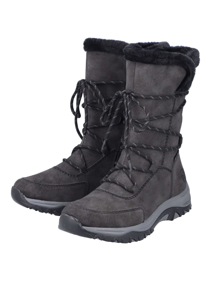 Сапоги женские Rieker Stiefel высокие с мехом, антрацитовый — фото 3