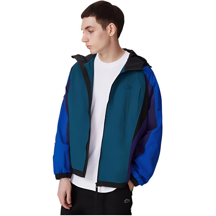 LACOSTE Куртка мужская зеленая синяя фиолетовая черная разноцветная, Green Blue Purple Black Multicolor — фото 4