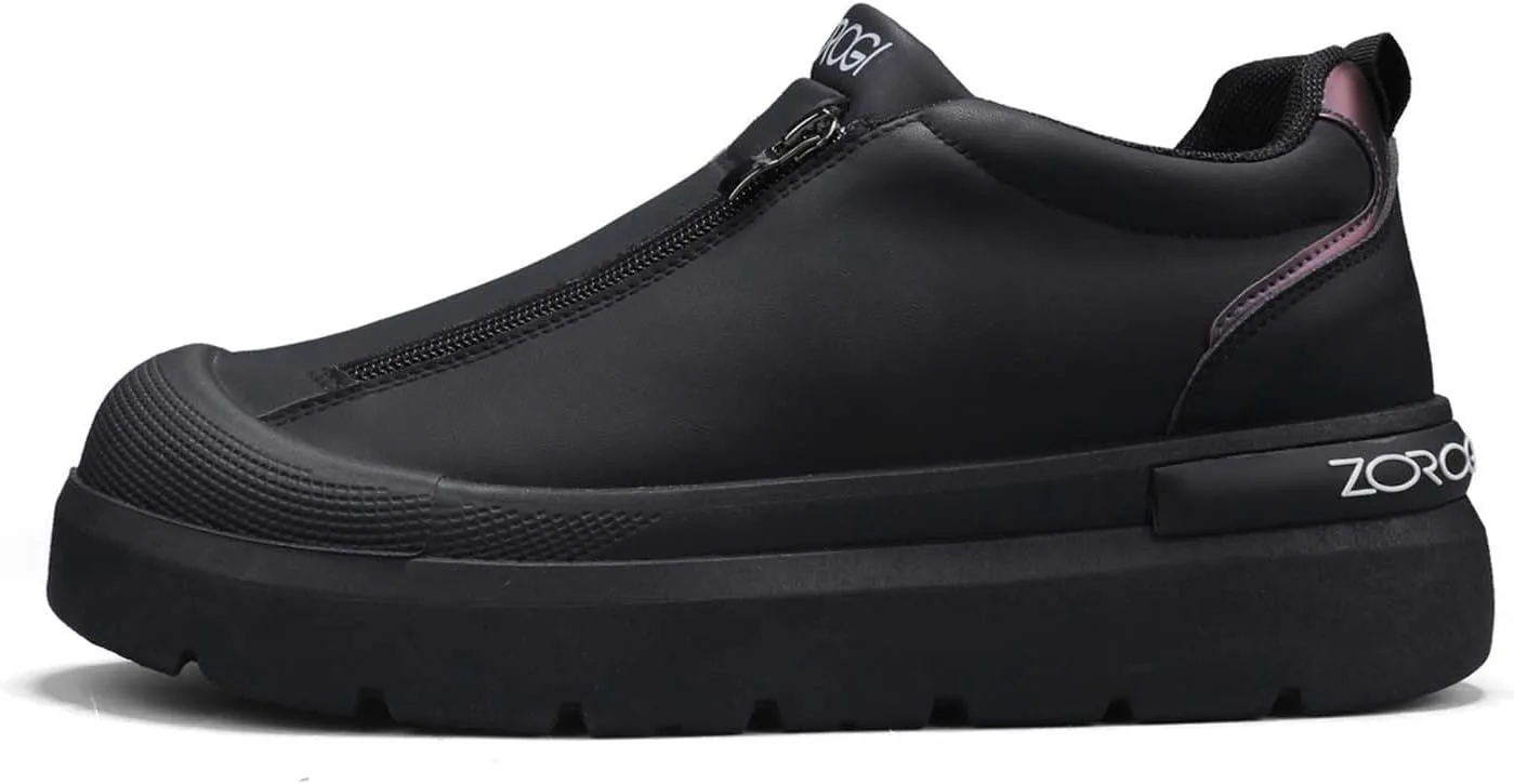 Men's Double Zipper Baotou Fashionable Sports Simple Leisure Low Cut Waterproof Board Kitchen Shoes Generic, черный