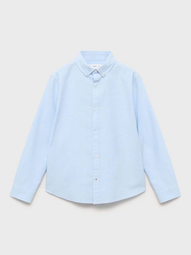

Детская хлопковая оксфордская рубашка slim-fit Mango, Light Pastel Blue