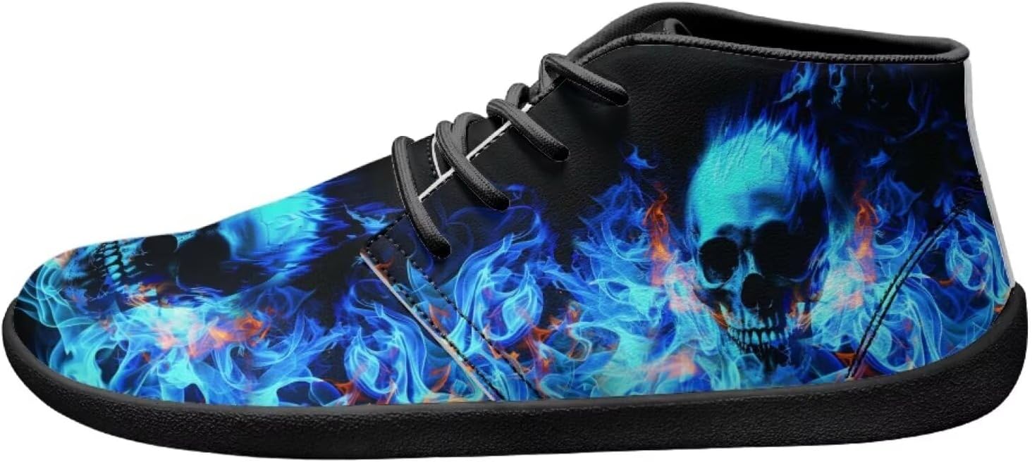 

Мужские кроссовки с черепом на подошве для улицы, босоножки, кожаные кроссовки из ПУ, низкие, для ходьбы, тенниса и спорта Ecaestolph, синий