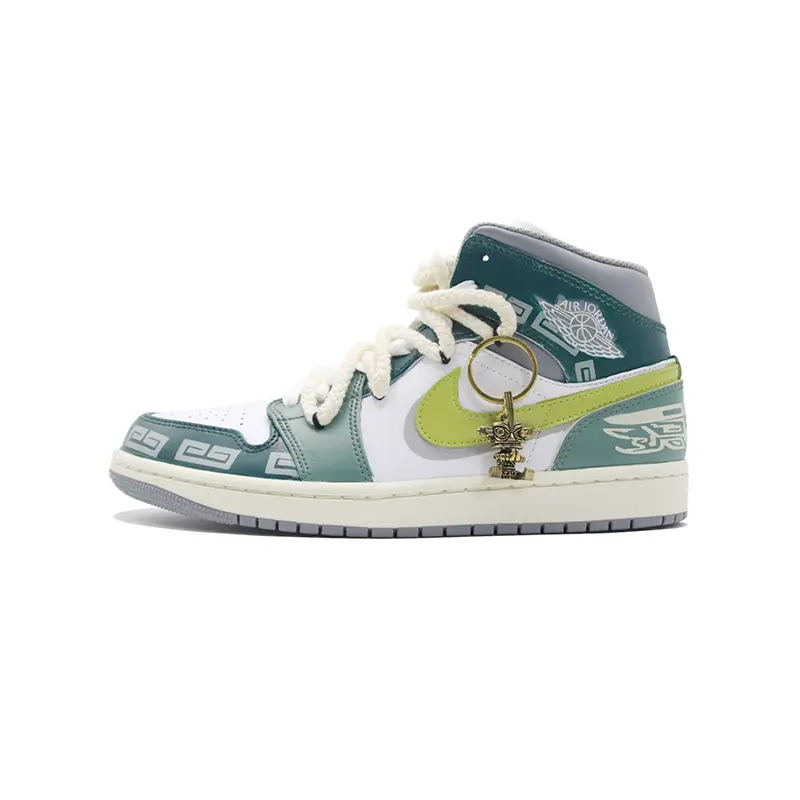 

Кроссовки Air Jordan 1 Vintage Basketball Shoes Men High-top White/Bronze Green, цвет Jasper