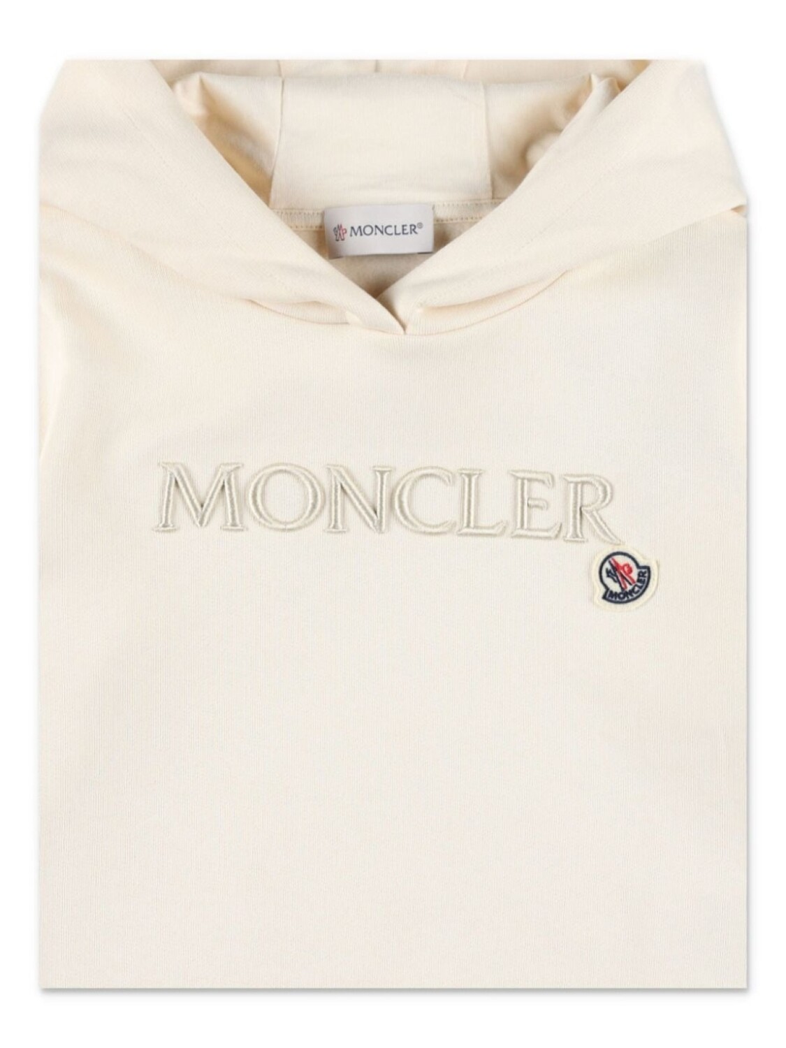 Moncler Enfant хлопковая толстовка с капюшоном и вышитым логотипом, белый — фото 3