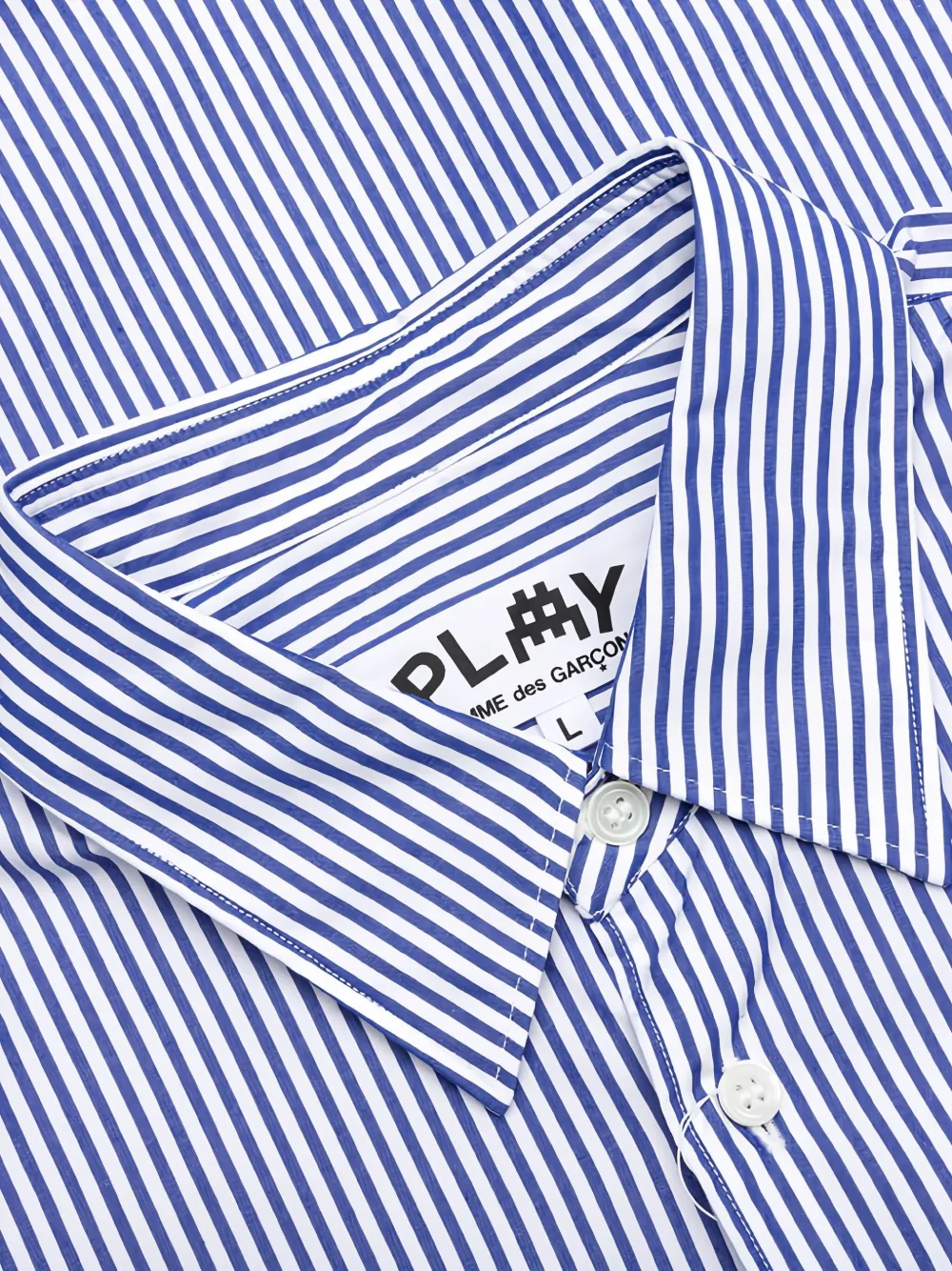 Полосатая рубашка с вышитыми деталями Comme Des Garçons Play, синий — фото 3