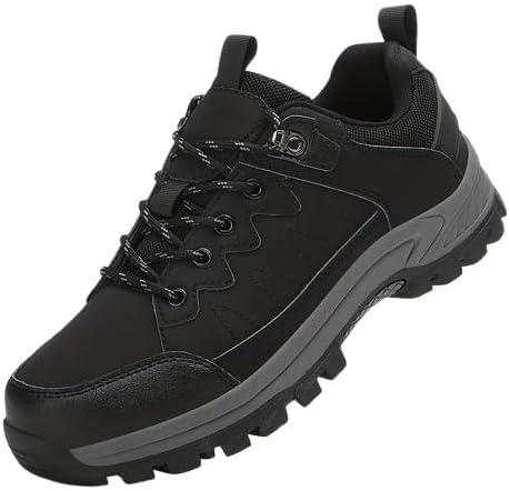 

Мужские зимние походные ботинки, мягкая стелька из EVA, шнуровка, ботинки до щиколотки для холодной погоды Minlaidian, черный