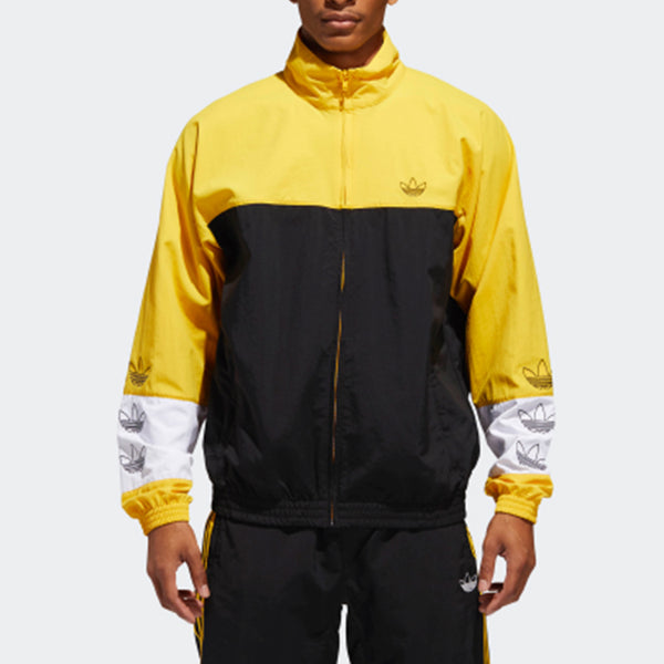 Куртка men's originals blocked warm up yellow black colorblock 'black bold gold' Adidas, черный — фото 3