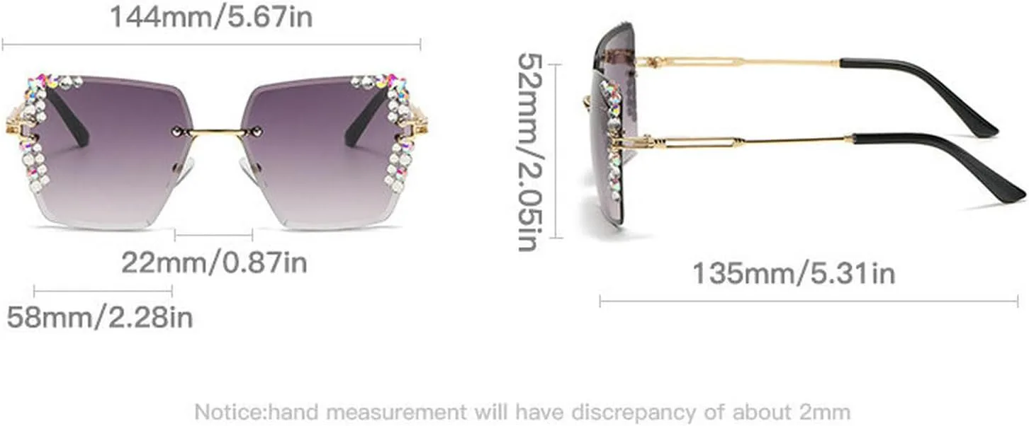

COTIA Модные квадратные солнцезащитные очки с бриллиантами и стразами для женщин, стильная безободковая металлическая оправа, очки для активного отдыха W37, Blue
