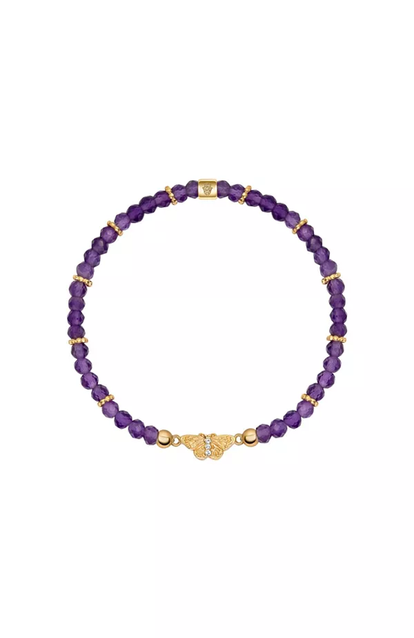 

Духовное преображение — браслет с аметистовым шармом-бабочкой Karma And Luck, purple/gold