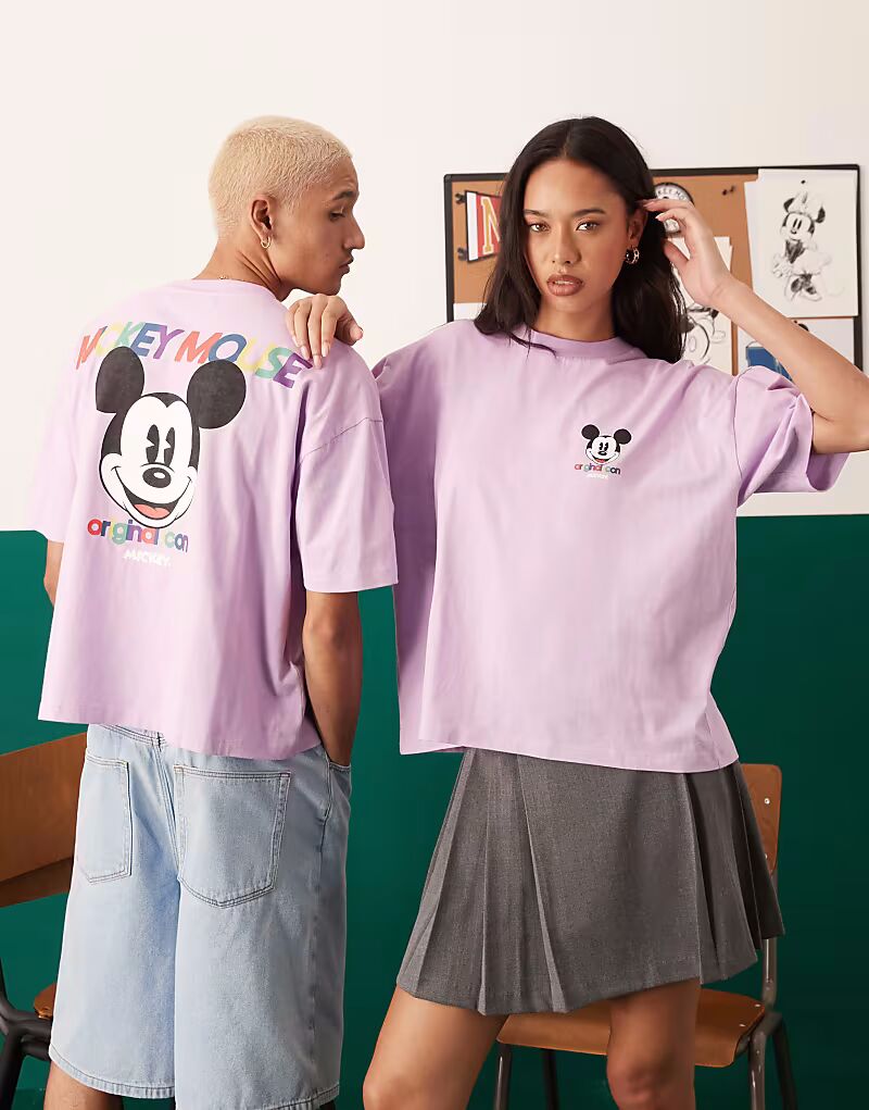 

Футболка свободного кроя ASOS DESIGN Disney с принтом Микки Мауса сиреневого цвета