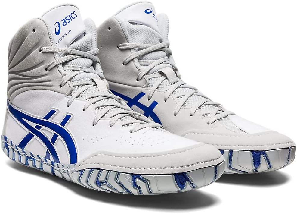 Мужские борцовские кроссовки Asics Aggressor 5, белый/синий — фото 2