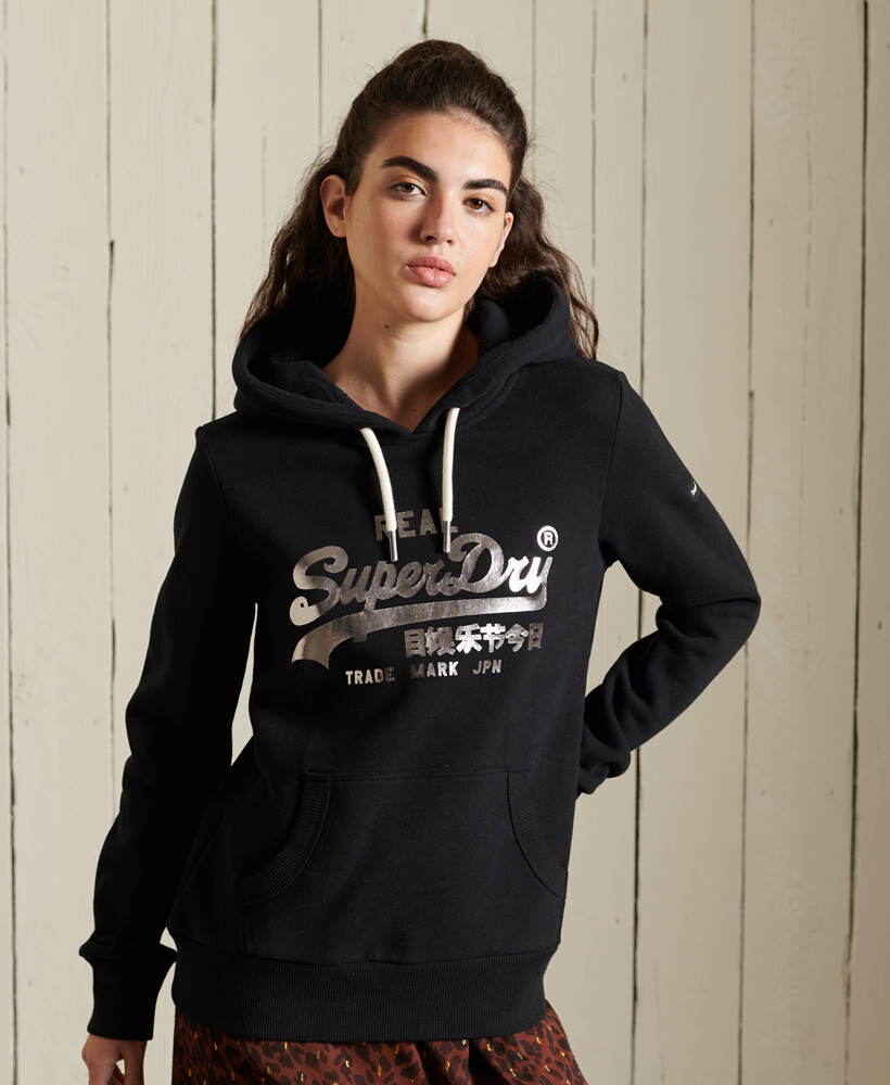 Блестящая винтажная толстовка с капюшоном в богемном стиле Superdry, серый — фото 3